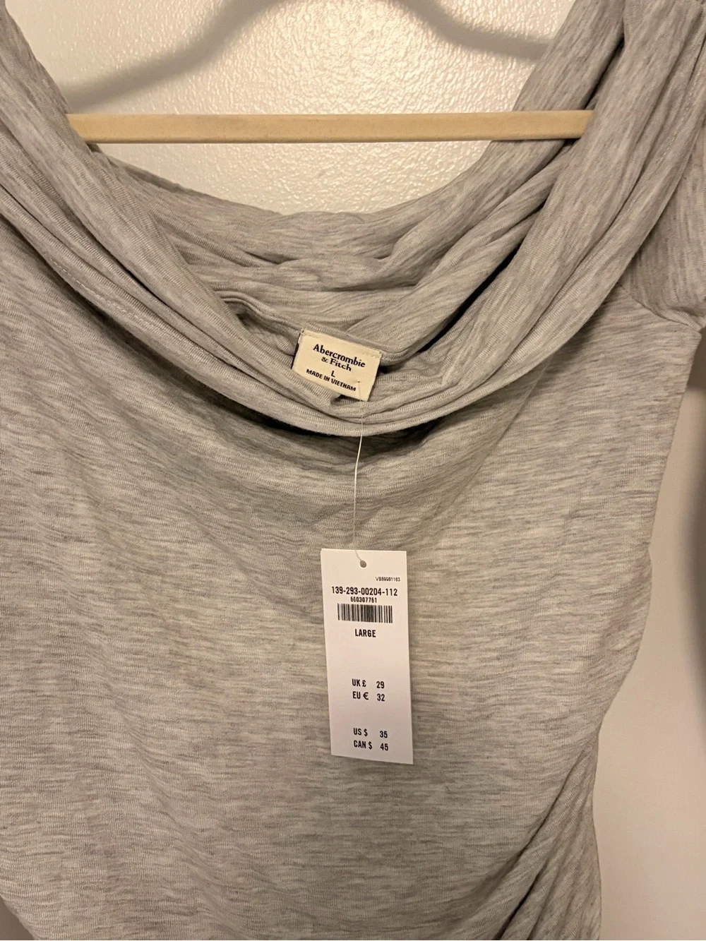 Abercrombie & Fitch Light Gray Cowl Neck Draped Sweater